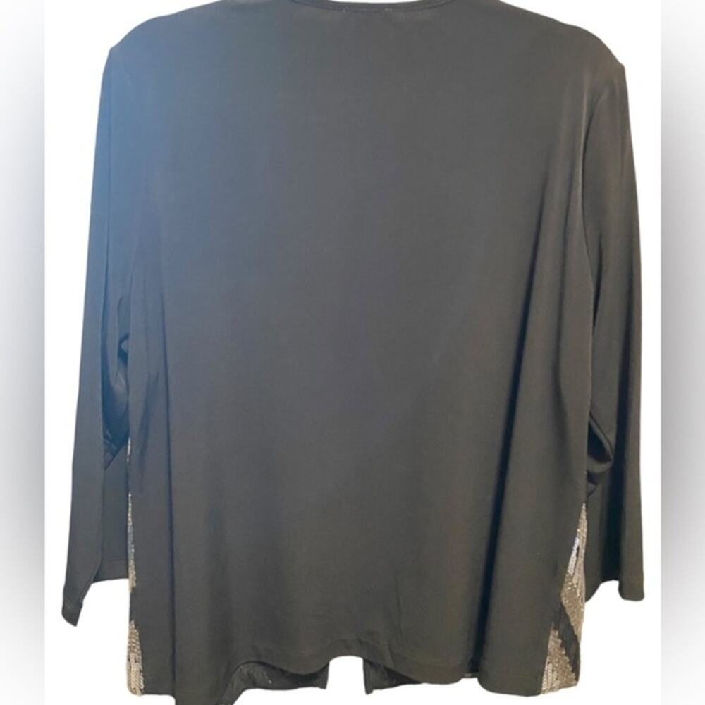Chico’s Travelers Sequins Cardigan Women’s Size 12 M Black Silver 3/4 Sleeves - Picture 5 of 11